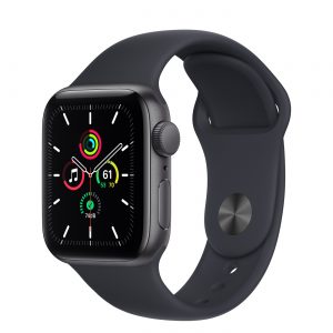 Watch SE (44mm), Space Gray, Black Sport Band