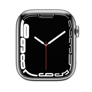 Watch Series 7 Steel Cellular (45mm), Silver, Black Sport Band
